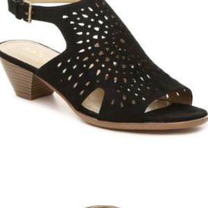 Anne Klein 8.5 suede laser cut sandals